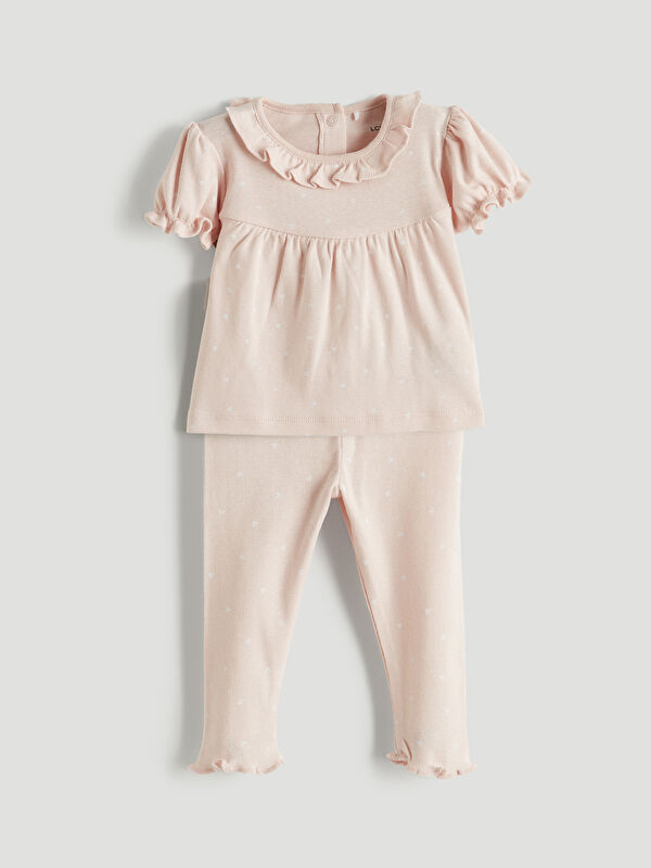LCW baby Baby Girl Ruffle Blouse and Leggings Set