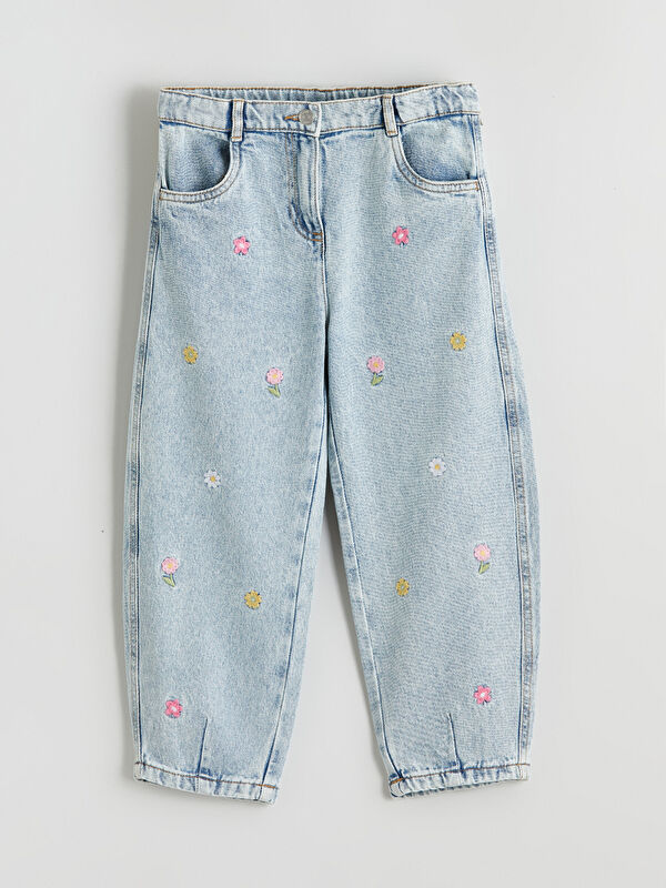 LCW Kids Girls' Jean Pants with Adjustable Elastic Waistband
