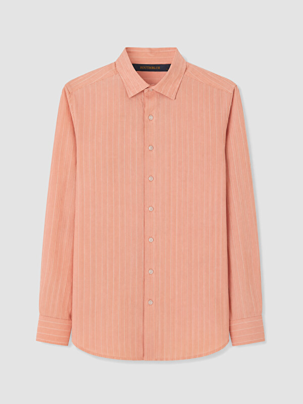 SOUTHBLUE Regular Fit Çizgili %100 Keten Erkek Gömlek
