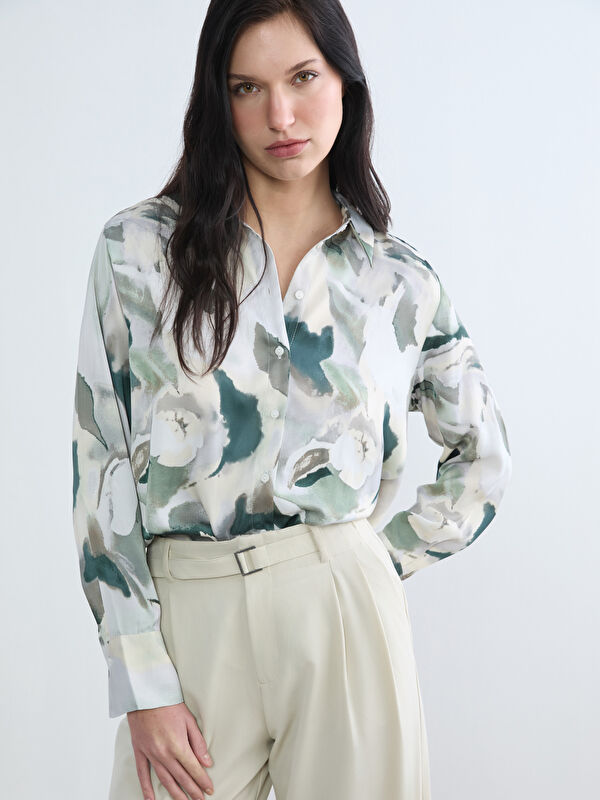 LCW STUDIO Patterned Satin Women's Shirt