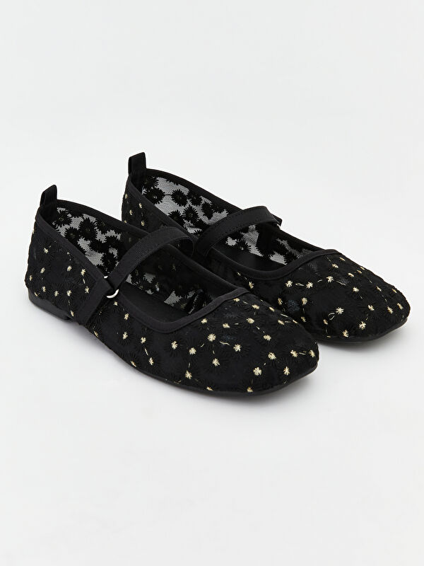 LCW STEPS Floral Embroidered Ballet Flats for Girls