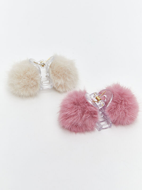 LCW JOY Women's Plush Hair Clip Set 2 Pack