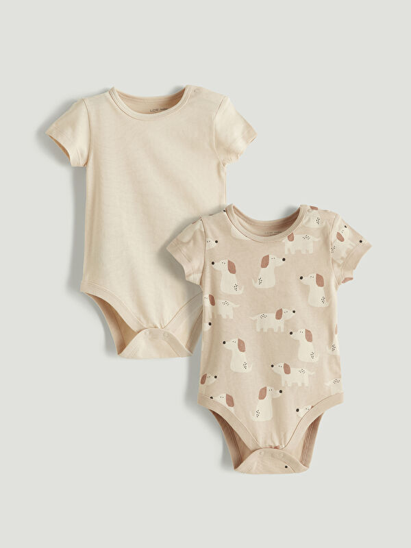 LCW baby Bisiklet Yaka Erkek Bebek Çıtçıtlı Body 2'li