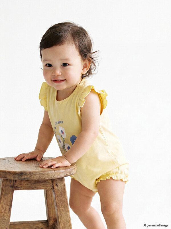 LCW baby Two-Piece Floral Print Baby Girl Jersey Romper