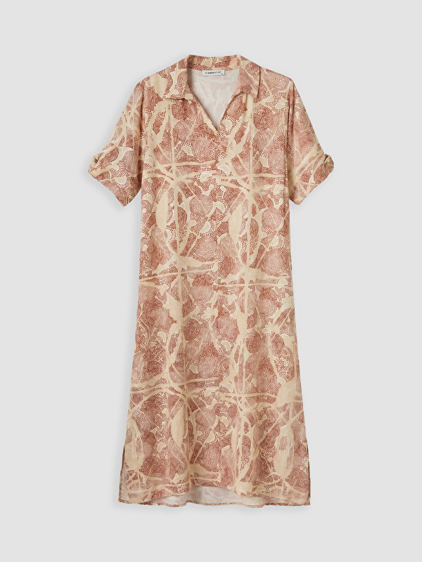 LCW Grace Shirt Collar Patterned Dress