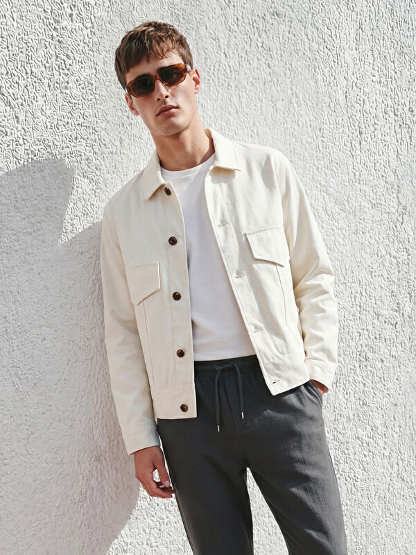 LCW Vision Loose Fit Gömlek Yaka Erkek Gabardin Ceket