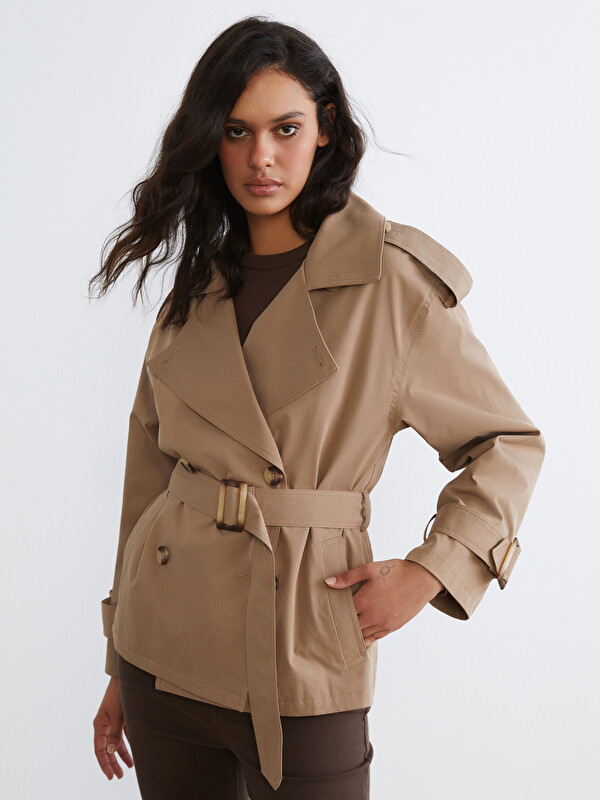 LCW Vision Women's Double-Breasted Trench Coat