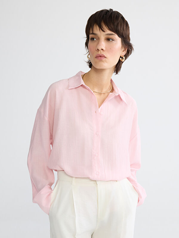 LCW Vision Textured Oversized Women's Shirt