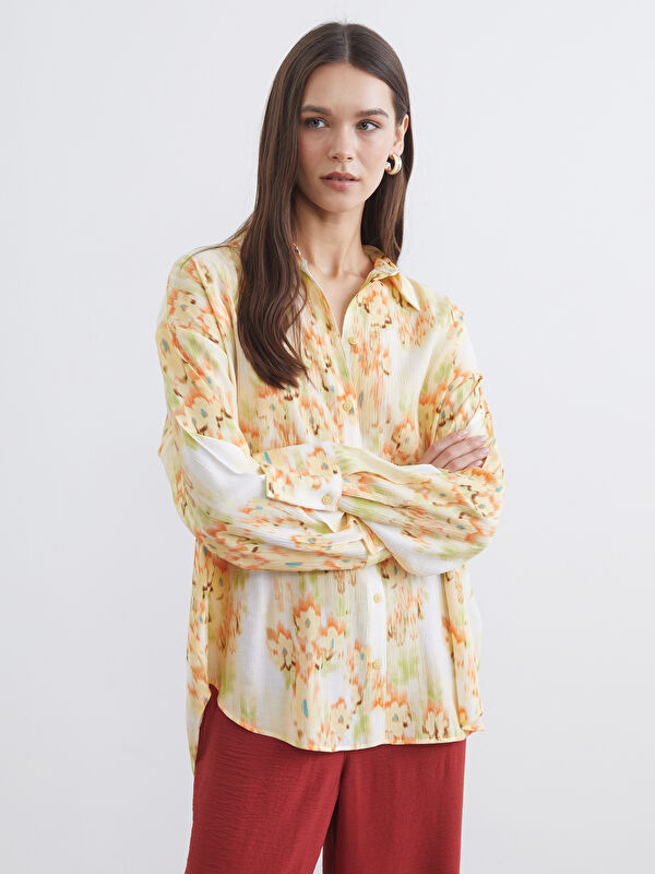 LCW Vision Patterned Oversized Women's Shirt