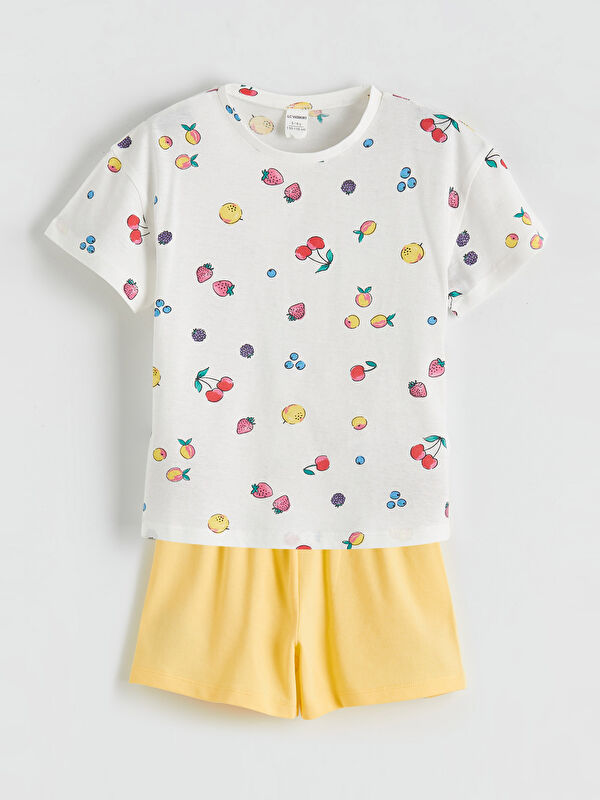 LCW Kids Crew Neck Printed Girls' T-Shirt and Shorts