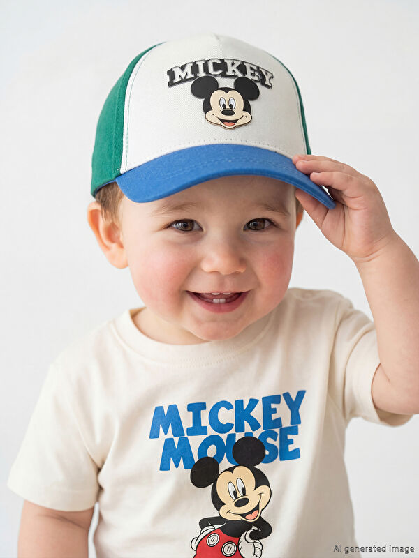 LCW baby Mickey Mouse Baskılı Erkek Bebek Kep Şapka