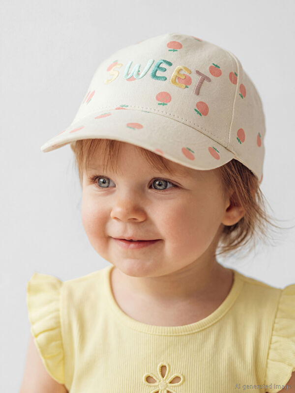 LCW baby Sweet Yazısı Nakışlı Kız Bebek Kep Şapka 