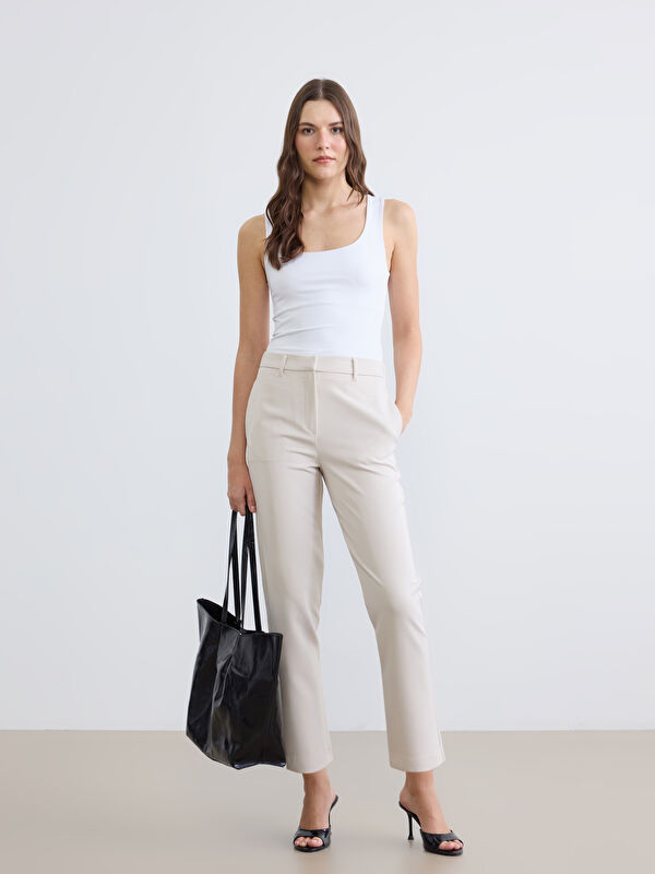 LCW STUDIO Pantalon Cigarette Femme avec Taille Élastiquée