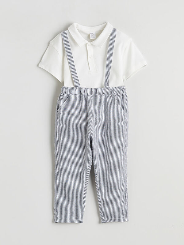 LCW baby Baby Boy Polo Shirt and Dungarees Set