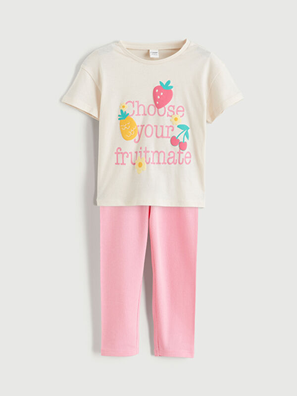 LCW Kids Printed Girls' Jersey T-shirt and Leggings
