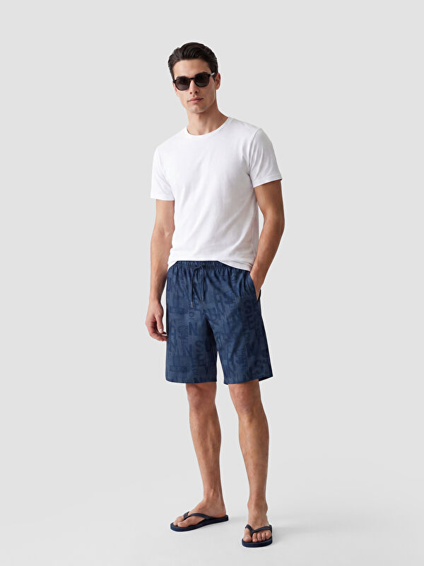 LCW SWIMWEAR Diz Hizası Boy Desenli Erkek Deniz Şortu