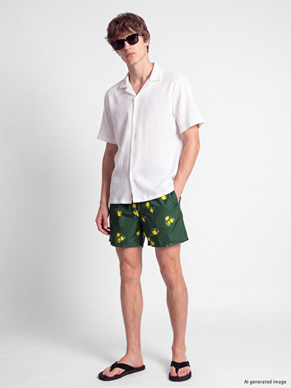 LCW SWIMWEAR Shorte noti të shkurtër me motive limoni për burra