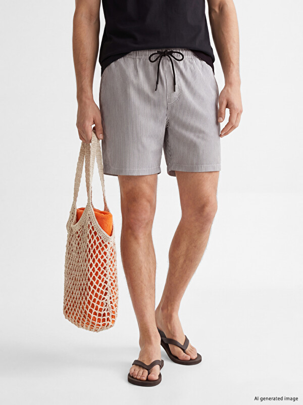 LCW SWIMWEAR Kısa Boy Çizgili Erkek Deniz Şortu