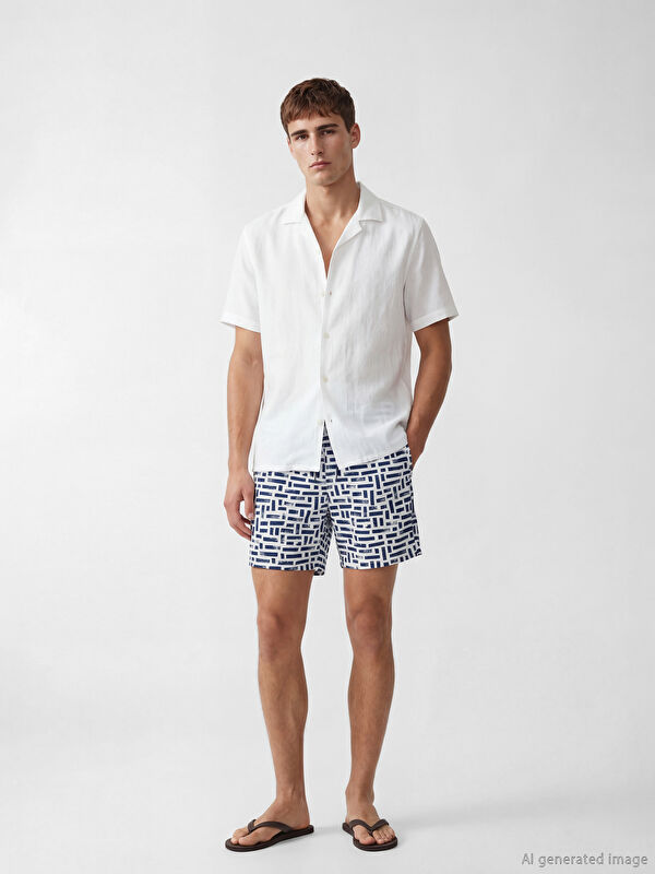 LCW SWIMWEAR қысқа ұзындықты өрнекті ерлерге арналған жүзуге арналған шорты