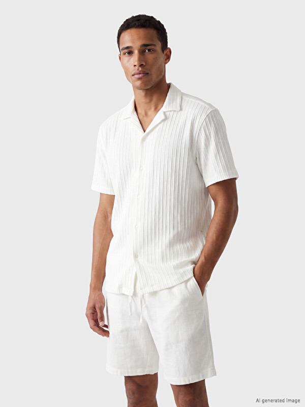LCW Vision Regular Fit Camp Collar Textured Men's Basic Shirt
