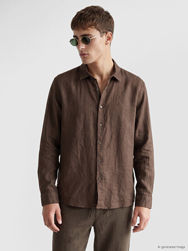 LCW Vision Regular Fit %100 Keten Erkek Gömlek