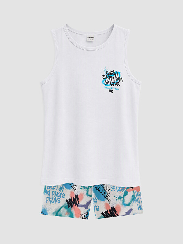 LCW Kids NYC Printed Boys' Tank Top and Swim Shorts