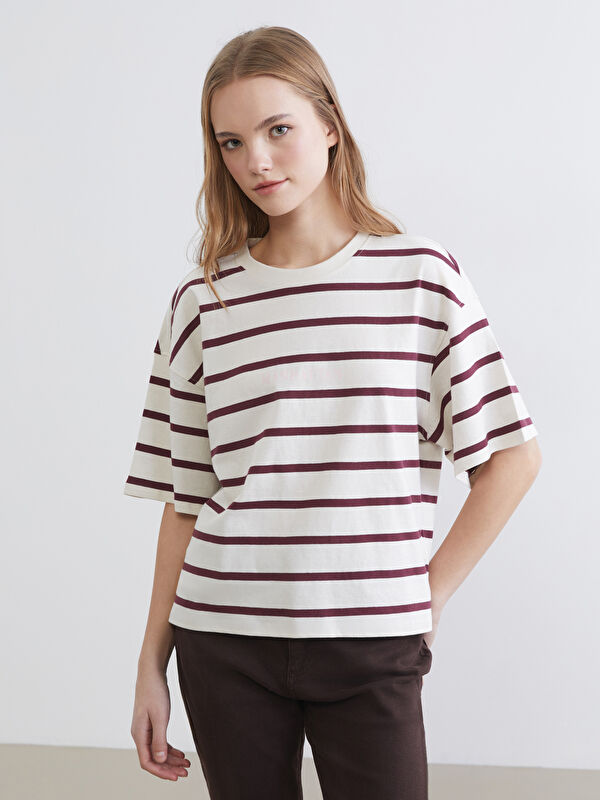 XSIDE Crew Neck Striped Oversize Women's T-Shirt
