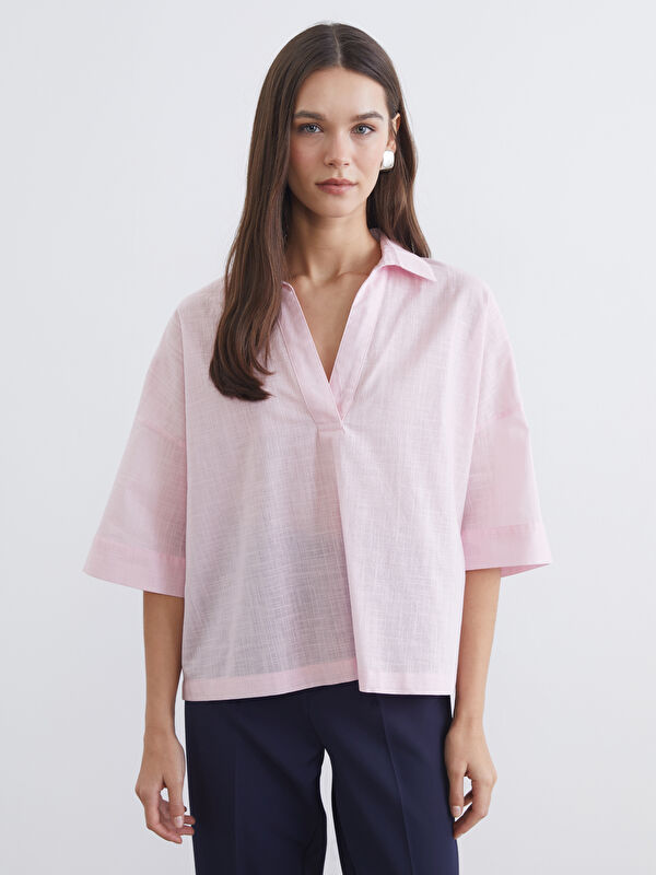 LCW Vision Collared Neck Oversize Blouse