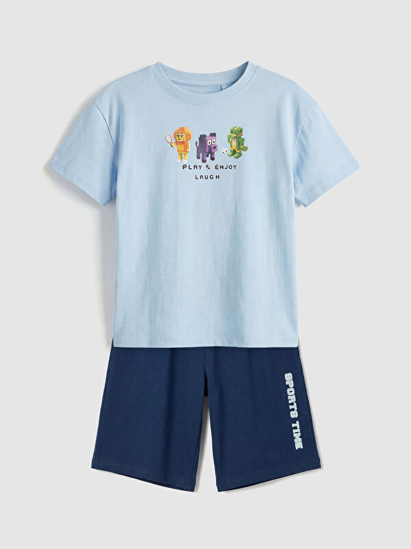 LCW Kids طقم بيجامة قصيرة مطبوع للأولاد