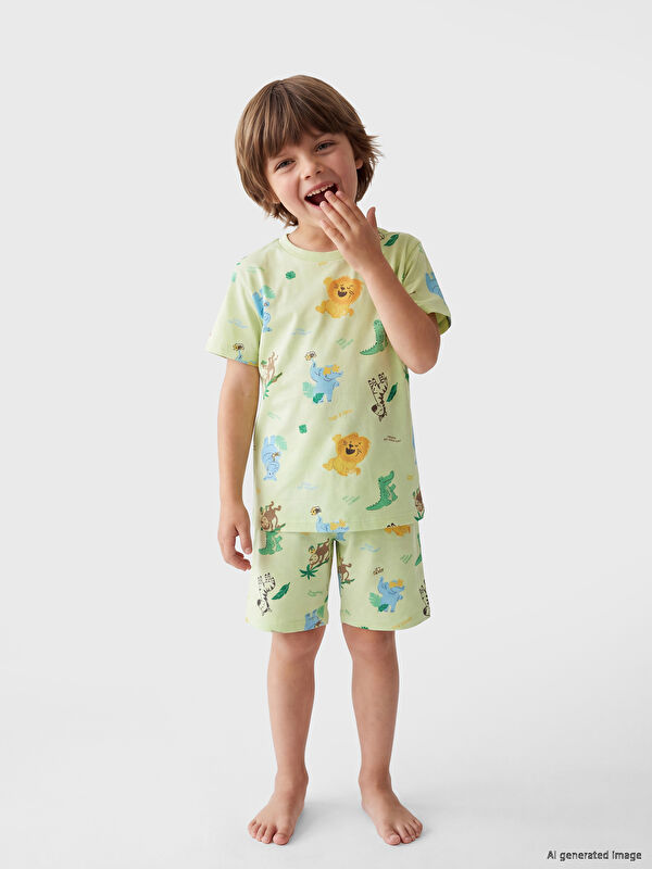 LCW Kids Baskılı Erkek Çocuk Şortlu Pijama Takımı