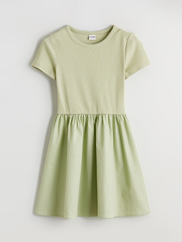 LCW Kids Дөңгелек жағалы қыздарға арналған көйлек