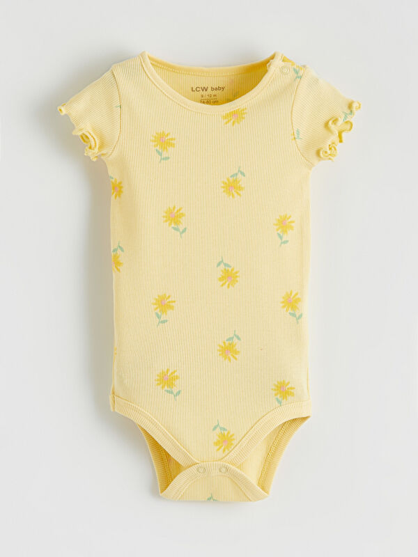 LCW baby Çiçekli Kız Bebek Çıtçıtlı Body