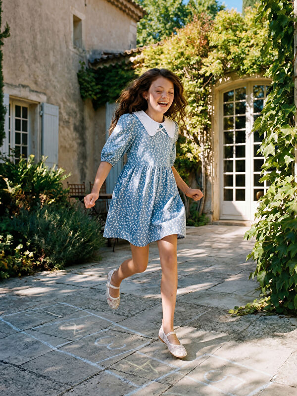 LCW Kids Bebe Yaka Çiçekli Kız Çocuk Elbise