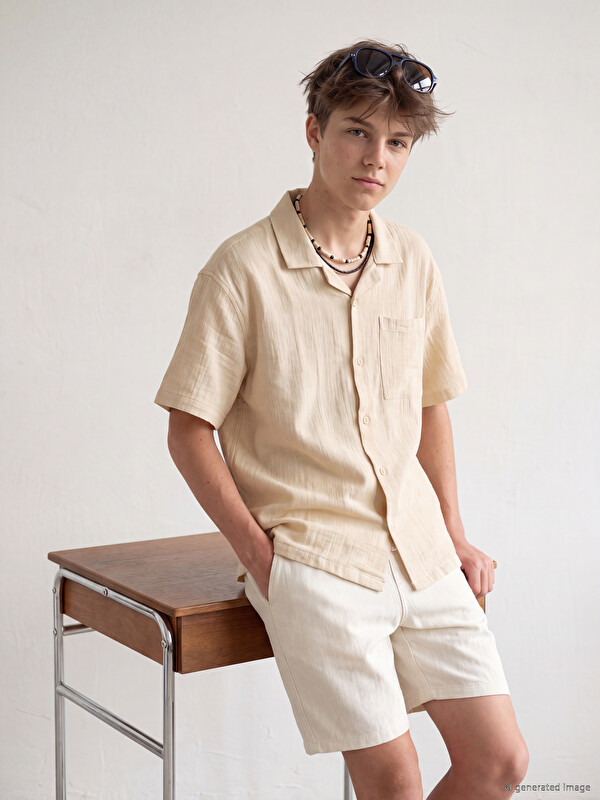 LCW Kids Short Sleeve Muslin Boys' Shirt