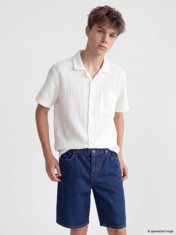 LCW Kids Short Sleeve Boys' Muslin Shirt
