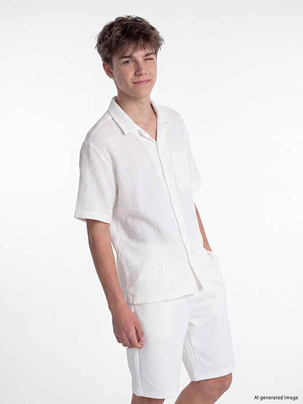 LCW Kids Short Sleeve Muslin Boys' Shirt