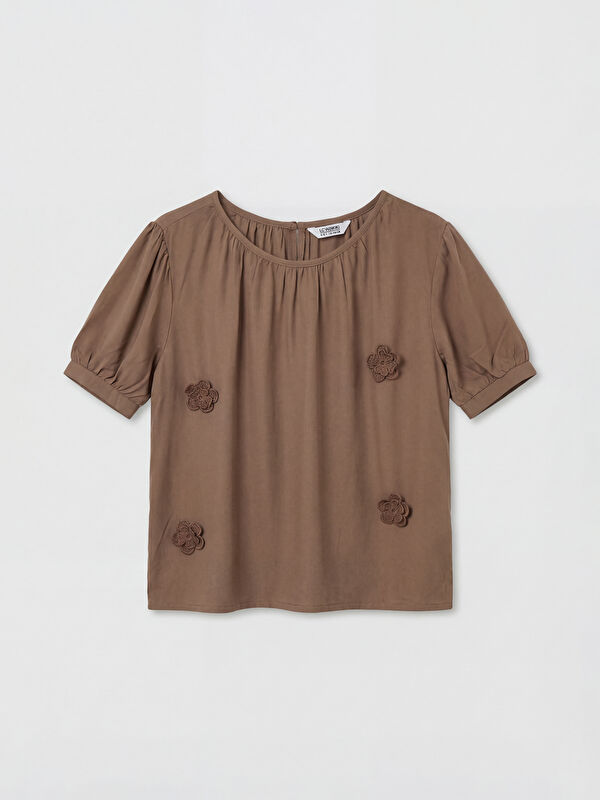LCW Kids Crew Neck Floral Embroidered Girls' Blouse