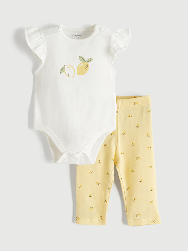 LCW baby Baby Girl Printed Snap-Closure Bodysuit and Leggings