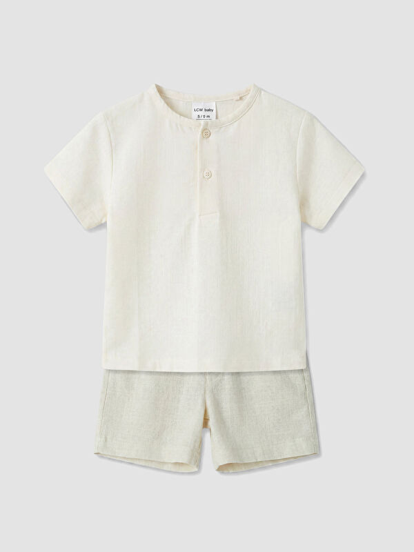LCW baby Erkek Bebek Müslin Şortlu Takım