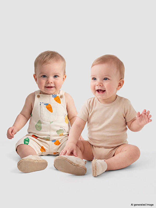 LCW baby Printed Baby Boys' Dungarees and T-Shirt