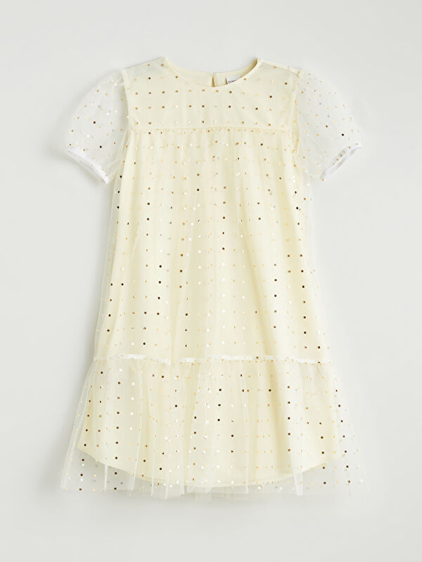 LCW Kids Crew Neck Girl Tulle Dress