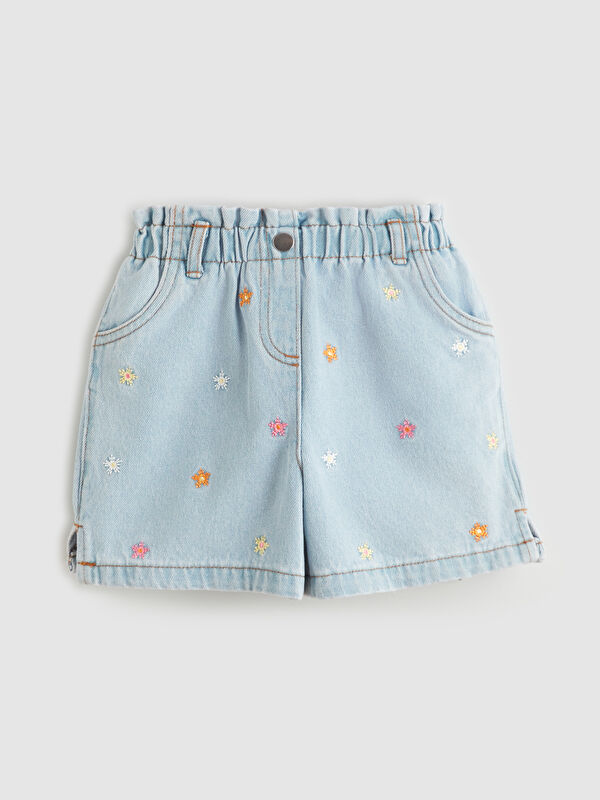 LCW Kids Girls' Embroidered Denim Shorts