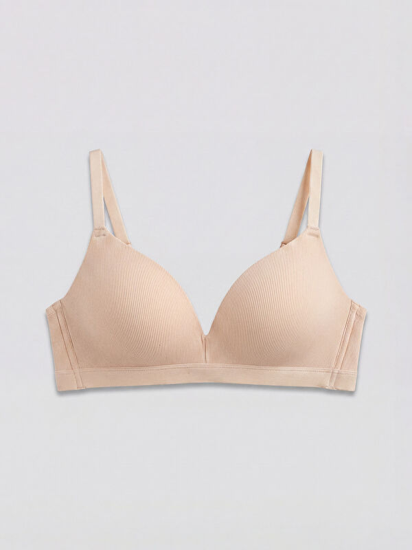 LCW DREAM Women's Non-Wired Non-Padded Ribbed Triangle Bra