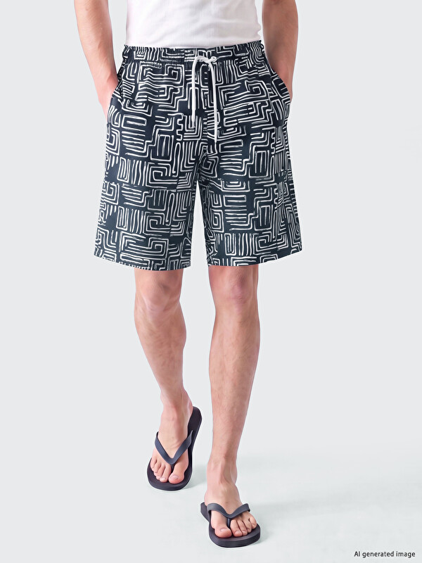 LCW SWIMWEAR Kısa Boy Desenli Erkek Deniz Şortu
