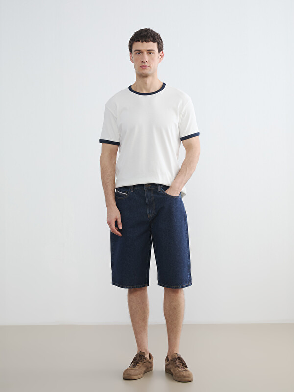 LCW Jeans მამაკაცები Მუქი Ლურჯი ჯინსის შორტები
