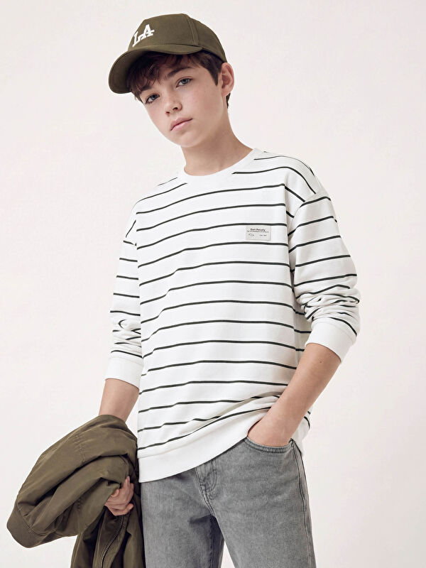LCW Kids Çizgili Erkek Çocuk Sweatshirt