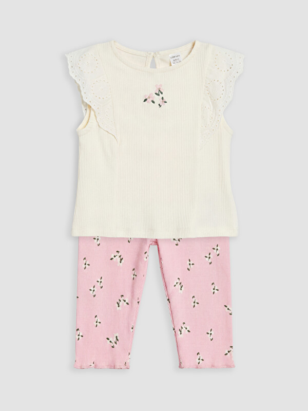 LCW baby Floral Patterned Baby Girls' Leggings Set