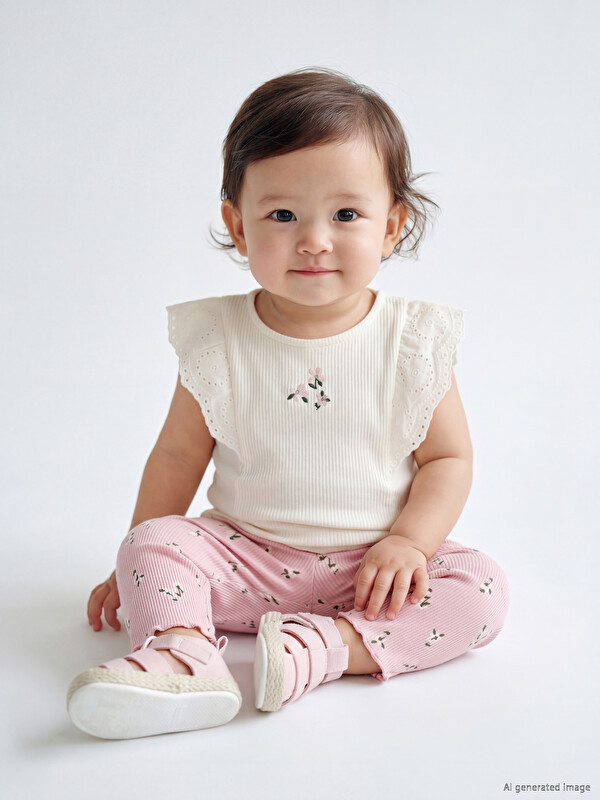 LCW baby Floral Patterned Baby Girls' Leggings Set
