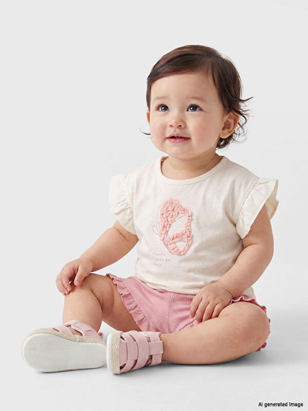 LCW baby Butterfly Appliquéd Baby Girls' Set
