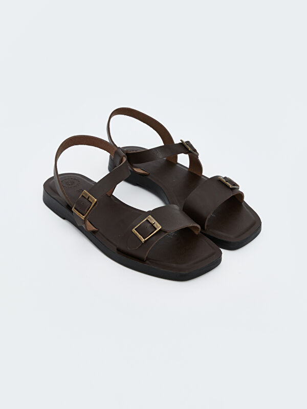 Lcw Steps Kahverengi Lcw Steps Deri Görünümlü Kadın Sandalet